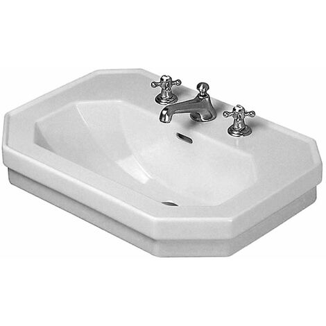 Lavabo Duravit 1930 con piano rubinetteria troppopieno 1 foro 700x500mm bianco