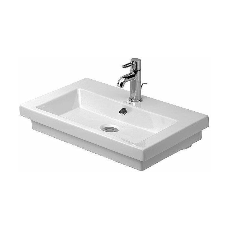 

2ND FLOOR lavabo con plataforma para grifo rebosadero 600x430mm geschl sin orificio para grifería blanco - Duravit