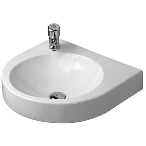 Lavabo Duravit ARCHITEC sans trop pleinavec plage de robinettrie 575x520mm 1 trou de robinetterie blanc
