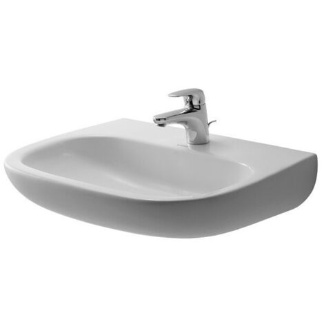 Lavabo Duravit D-CODE MED sans trop pleinavec plage de robinettrie 550x430mm sans trou de robinetterie blanc