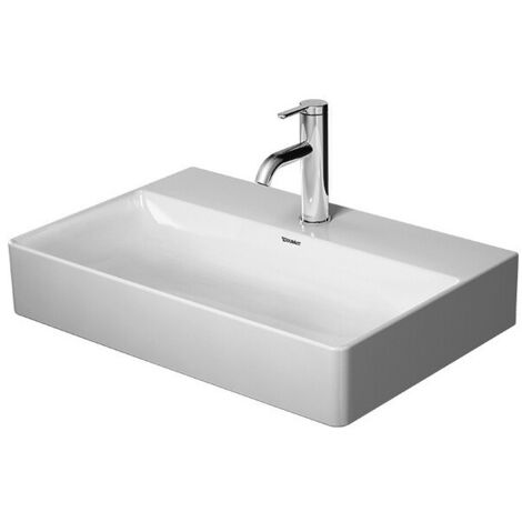 Lavabo Duravit DURASQUARE COMPACT sans trop pleinavec plage de robinettrie geschl 600x400mm sans trou de robinetterie blanc