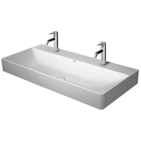 Lavabo Duravit DURASQUARE sans trop pleinavec plage de robinettrie 2 trous de robinetterie geschl 1000x470mm blanc
