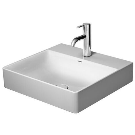 Lavabo Duravit DURASQUARE sans trop pleinavec plage de robinettrie 500x470mm 1 trou de robinetterie blanc