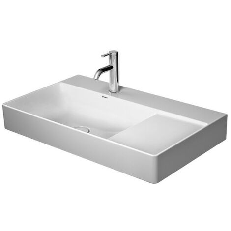 Lavabo Duravit DURASQUARE sans trop pleinavec plage de robinettrie vasque gauche 800x470mm sans trou de robinetterie blanc