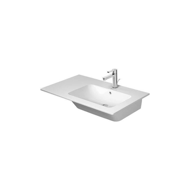 

Lavabo Duravit ME de Starck Furniture 83 cm, 1 agujero para grifo, con rebosadero, con banco para grifo, asimétrico, lavabo a la derecha, color: Seda