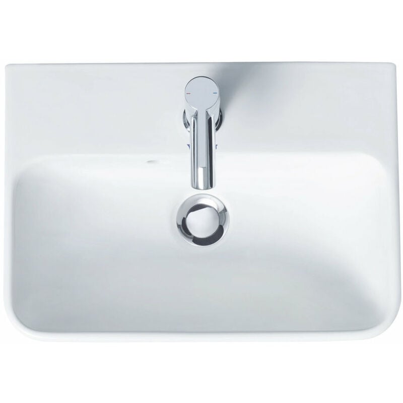 

Lavabo Duravit ME de Starck Wash con rebosadero, con banco para grifos, 1 agujero para grifos, 600 mm, color: Blanco con Wondergliss - 23356000001