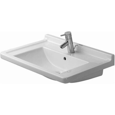 Lavabo Duravit STARCK 3avec trop plein plage de robinettrie 1 trou de robinetterie 700x490mm blanc