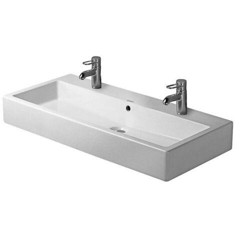 Lavabo Duravit VEROavec trop plein plage de robinettrie 1000x470mm 2 trous de robinetterie blanc
