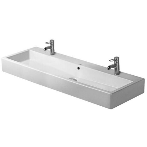 Lavabo Duravit VEROavec trop plein plage de robinettrie 1200x470mm geschl 2 trous de robinetterie blanc
