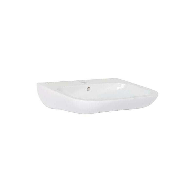 Vasque Duravit D-Code Vital 600 mm ave trop plein, 1 percage Blanc, sans rebord