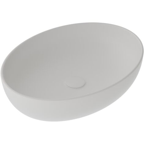 Lavabo Easy appoggio 55x42 ovale in ceramica bianco opaco di
