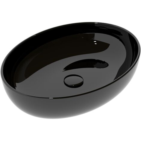 Lavabo Easy appoggio 55x42 ovale in ceramica nero lucido di