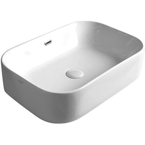 Lavabo Easy appoggio 60x42 rettangolare in ceramica bianco lucido