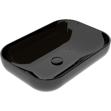 Lavabo Easy appoggio 60x42 rettangolare in ceramica nero lucido