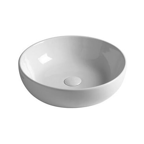 Lavabo Easy appoggio salvaspazio Ø45 tondo in ceramica bianco