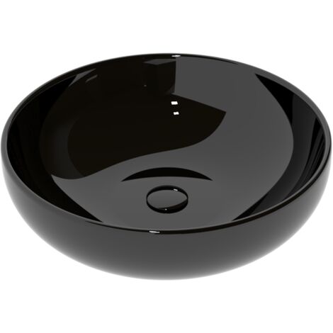 Lavabo Easy appoggio salvaspazio Ø45 tondo in ceramica nero