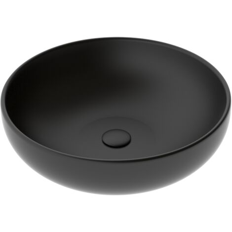 Lavabo Easy appoggio salvaspazio Ø45 tondo in ceramica nero opaco