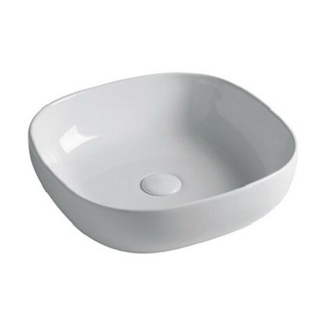 Lavabo Easy appoggio salvaspazio 45x45 quadro in ceramica bianco