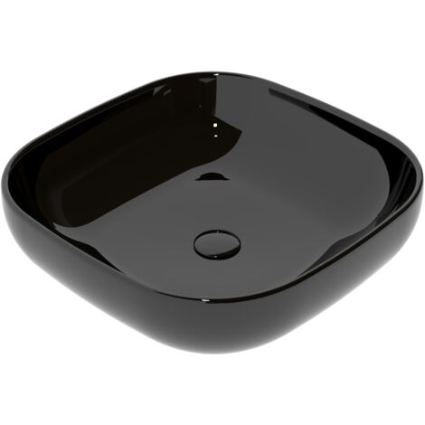 Lavabo Easy appoggio salvaspazio 45x45 quadro in ceramica nero