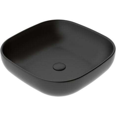 Lavabo Easy appoggio salvaspazio 45x45 quadro in ceramica nero