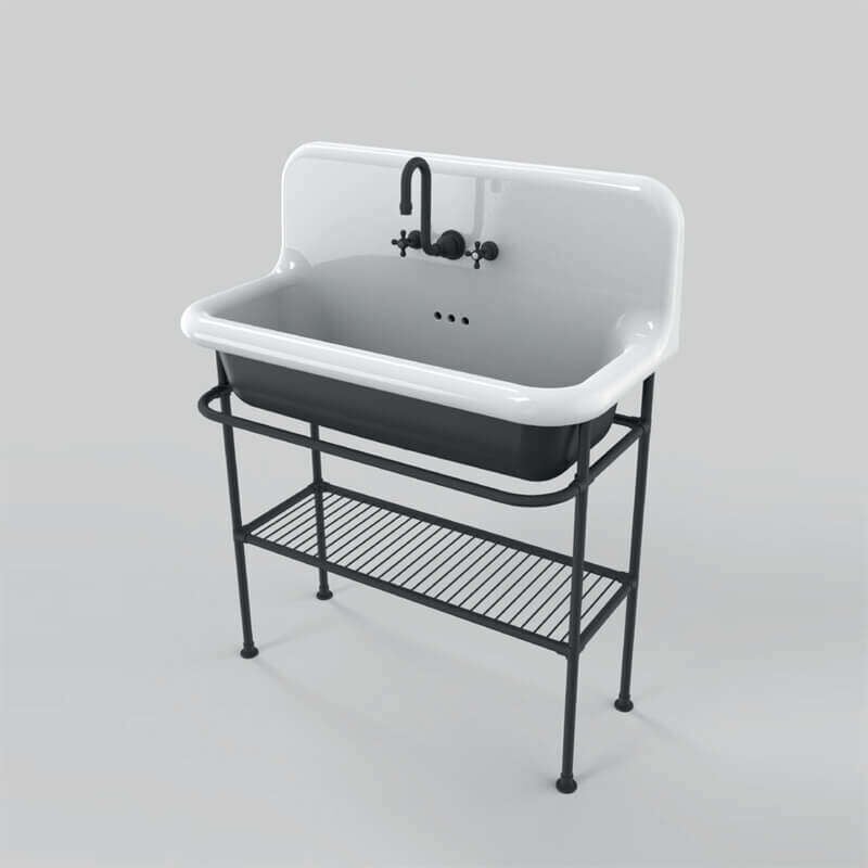 Bleu Provence - Lavabo École en Céramique émaillée - 90 cm - True Colors - Noir (Nero 9005)