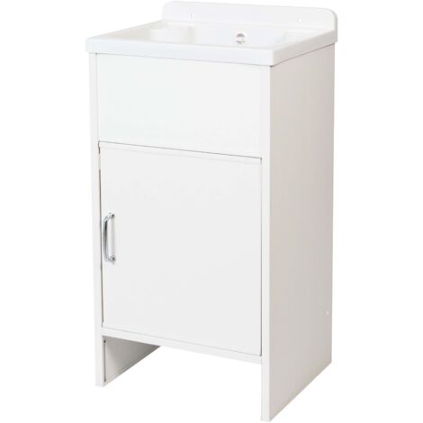 Lavabo économiseur d’espace en PVC en KIT Intérieur/Extérieur avec Pilozzo 42,5 cm et grille blanc