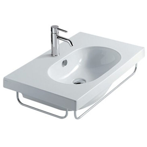 Lavabo Eden sospeso cm. 75x45 semicircolare in ceramica bianco di