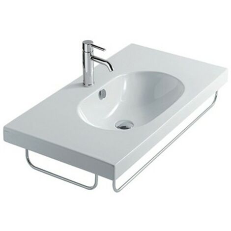 Lavabo Eden sospeso cm. 90x45 rettangolare in ceramica bianco di