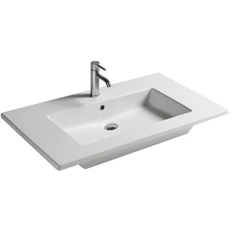 Lavabo Eden sospeso/incasso soprapiano cm. 91x46 rettangolare in