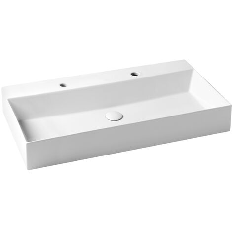 Lavabo Elegance sospeso/appoggio 102x45 due fori in ceramica