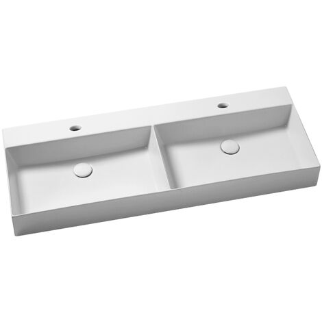 Lavabo Elegance sospeso/appoggio 122x45 due vasche e due fori in