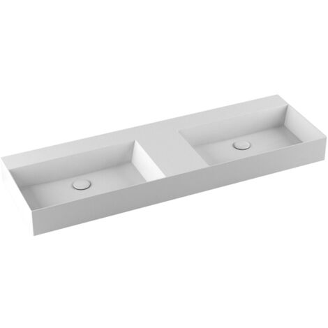 Lavabo Elegance sospeso/appoggio 142x45 due vasche senza foro in