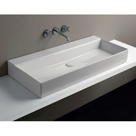 Lavabo Elegance sospeso/appoggio 75x45 senza foro in ceramica