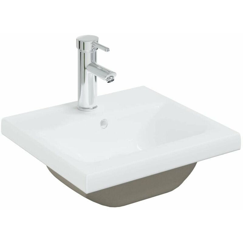 

Happyshopping - Lavabo empotrado con grifo ceramica blanco 42x39x18 cm