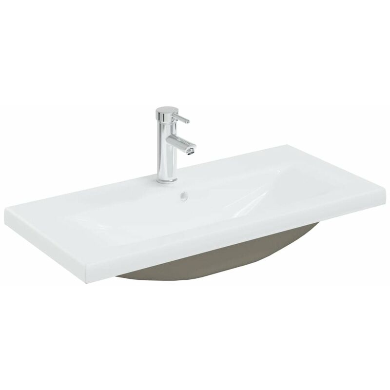 

Lavabo empotrado con grifo ceramica blanco 81x39x18 cm