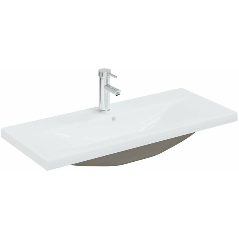 

Lavabo empotrado con grifo ceramica blanco 91x39x18 cm
