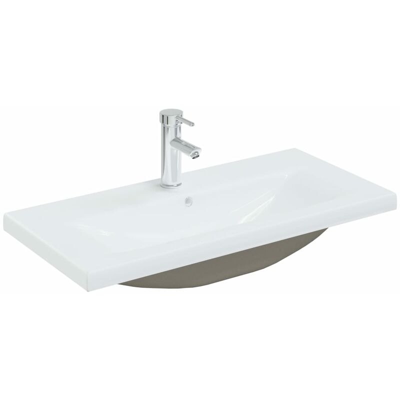 

Lavabo empotrado con grifo cerámica blanco 81x39x18 cm