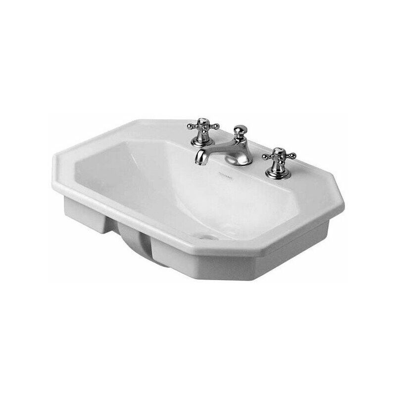 

lavabo encastrable 1930 con plataforma para grifo rebosadero 580x470mm 3 orificios para grifería blanco - Duravit