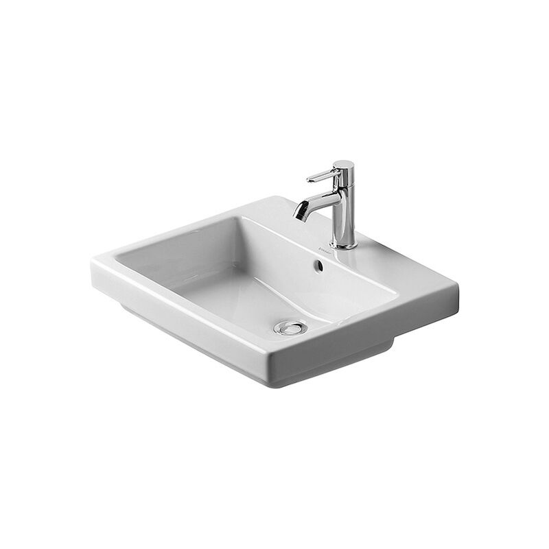 

Lavabo empotrado Duravit Vero 50cm blanco con rebosadero, con banco para el grifo, 1 agujero para el grifo, color: Blanco - 0315500000