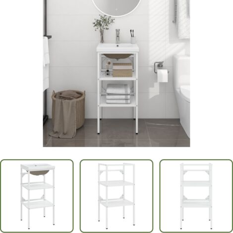 Lavabo empotrado -  Estructura de baño con lavabo incorporado hierro blanco