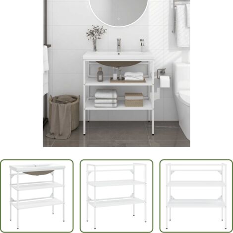 Lavabo empotrado -  Estructura de baño con lavabo incorporado hierro blanco