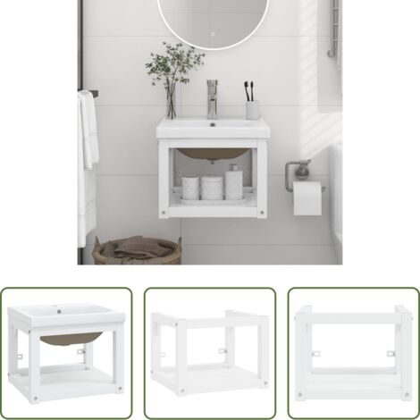 Lavabo empotrado -  Estructura de baño con lavabo incorporado hierro blanco