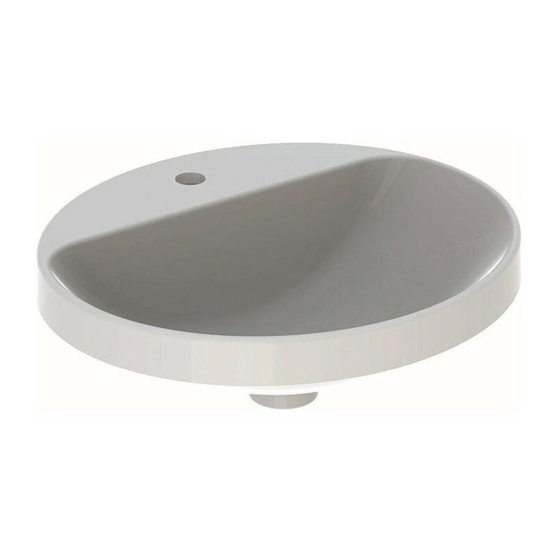 

Lavabo empotrado VariForm, ovalado, con plataforma para grifería: 50x45cm, orificio para grifería en el centro, sin rebosadero, Blanco - Geberit