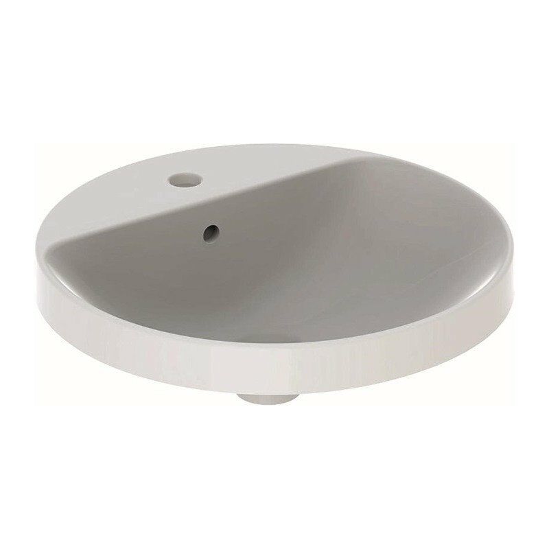 

Lavabo empotrado Geberit VariForm redondo, con plataforma para grifería: D : 48cm, orificio para grifería en el centro, Blanco