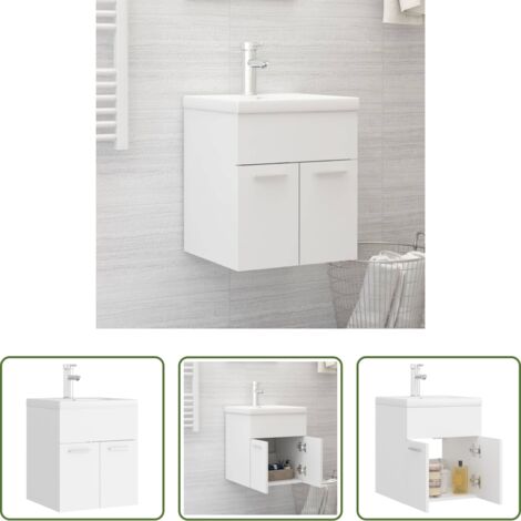 Lavabo empotrado -  Mueble con lavabo blanco madera contrachapada