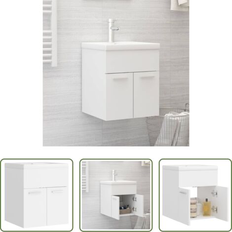 Lavabo empotrado -  Mueble con lavabo blanco madera de ingeniería