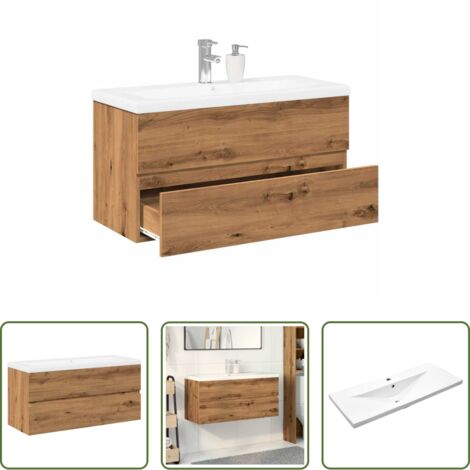Lavabo empotrado -  Mueble con lavabo integrado roble artisan
