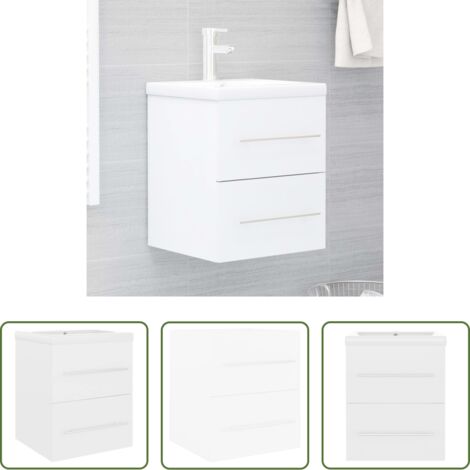 Lavabo empotrado -  Mueble con lavabo madera contrachapada blanco brillante