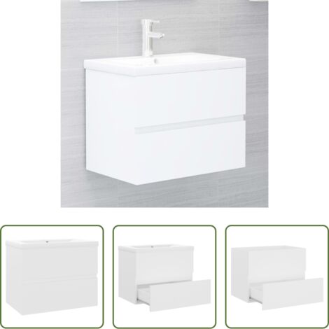 Lavabo empotrado -  Mueble con lavabo madera de ingeniería blanco