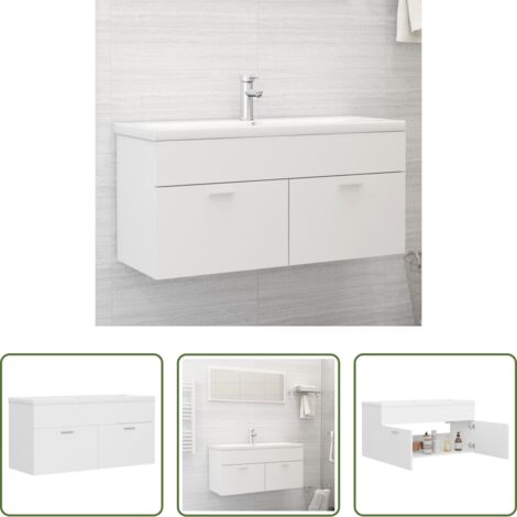 Lavabo empotrado -  Mueble con lavabo madera de ingeniería blanco